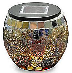 Solar Powered Mosaic Jar with Warm AmberTones