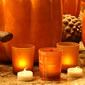 Set Of 3 Flameless Glass Votives Amber