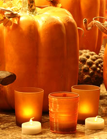 Set Of 3 Flameless Glass Votives Amber