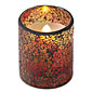 Amber Mosaic Glass with LED Flameless Candle - 4 Inch Timer