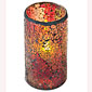 Amber Mosaic Glass with LED Flameless Candle - 6 Inch Timer