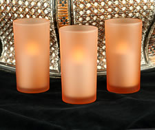Flameless Orange Glass Votive Set Of 3