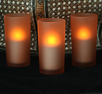 Flameless Orange Glass Votive Set Of 3