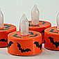 Set of 4 Flameless Tealights Orange with Black Bats