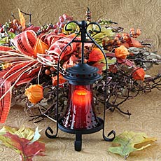 Flameless Tea Light Red Bell Jar Glass Holder