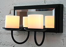 Black Classic Mirrored Flameless Double Wall Sconce