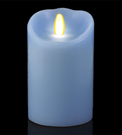 Luminara 5 Inch Light Blue Flameless Wax Candle - Timer