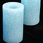 6 Inch  Flower Power Aqua Vanilla Scent Flameless Candle - Set of 2