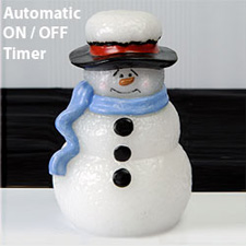 Flameless Snowman Candle with Blue Scarf  and Timer