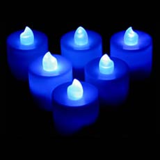Blue Flameless 2 Inch Tea Light - Set of 6