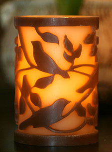 Flameless Overlay Bird Silhoutte  Brown and Ivory