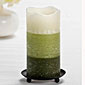6 Inch Green Layered Distressed Unscented Flameless Candle