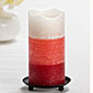 6 Inch Red Layered Distressed Unscented Flameless Candle