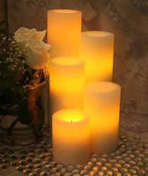 6 Inch Unscented Round White Flameless Candle With Auto Timer