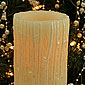 Flameless Pearlized Pillar With Twig Carvings - 6 Inch