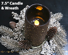 Copper Beaded Flameless Candle with Wreath