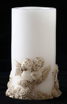 4 X 8 Flameless Cherub Holiday Candle with Gold Detailing