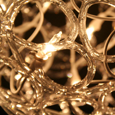 8 Inch White Crystallized  Lighted Hanging Sculpture
