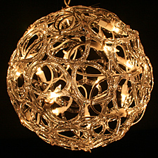 8 Inch White Crystallized  Lighted Hanging Sculpture