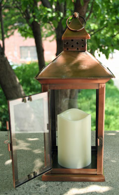 Flameless LED Copper Candle Lantern - 5 Hr Timer