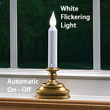 White LED Cordless Window Candle - Antique Gold Finish