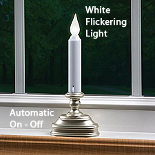 White LED Cordless Window Candle - Pewter Finish