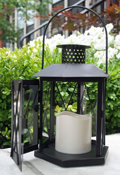 Flameless Candle Lantern with Cross Bar  - 5 Hr Timer