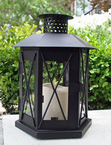 Flameless Candle Lantern with Cross Bar  - 5 Hr Timer