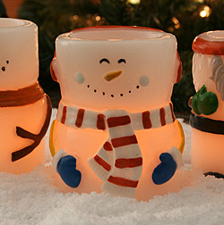 Snowman Tealights Set of 3 Hand Painted Wax