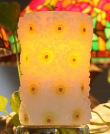 Yellow Daisy Pattern Carved Flameless Candle