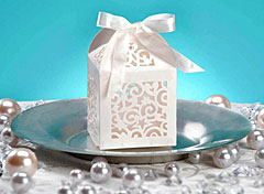David Tutera Laser Cut Ribbon Tie Favor Box - 12 pack