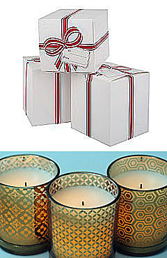 Flameless Set of 3 Pillars in Decorative Gold Patterned Glass