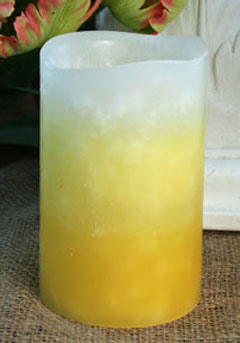 Enjoy Mottled Yellow And White Flameless Candle 3 x 5 Inch
