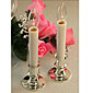 Flameless Event Taper Candles - Set of  Two with Silver Base