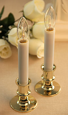 Flameless Event Taper Candles - Set of Two with Gold Base