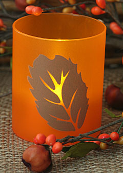 Orange Votives Cups with Tealights - Set of 12