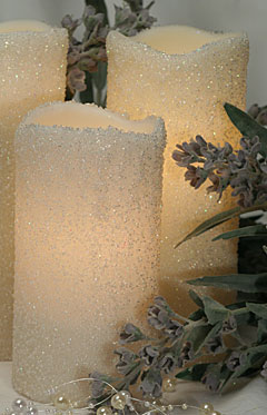 Set of 5 White Beaded Pillar String Lights - Electric