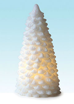 White Iridescent Glitter 8 Inch LED Christmas Tree - Timer