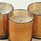 Flameless Set of 3 Pillars in Decorative Gold Patterned Glass