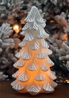 Flameless Pearlized Silver Christmas Tree - 6 Inch