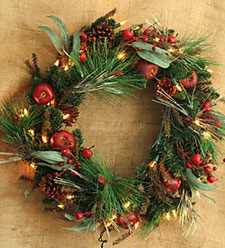 Indoor Outdoor 24 Inch Fireside Wreath - Electric