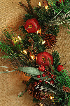 Indoor Outdoor 24 Inch Fireside Wreath - Electric