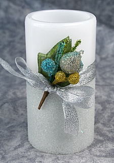 Beaded Garland Flameless 3 x 6 LED Candle with Ribbon