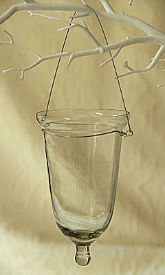 Set of 4 Glass Tealight Holders - 6 Inches Tall with Hangers