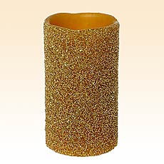 Gold Sparkle Flameless Unscented 3 x 5 Pillar Candle