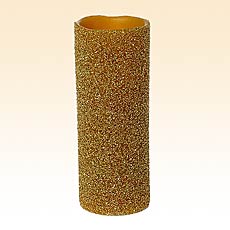 Gold Sparkle Flameless Unscented 3 x 7.5 Pillar Candle