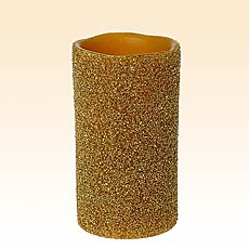 Gold Sparkle Flameless Unscented 4 x 7 Pillar Candle