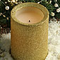 Flameless 4 Inch Gold Glitter Pillar Candle