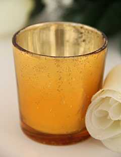 Gold Mercury Glass Votive Holder Set of 12 - 2.5 Inches Tall