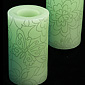 6 Inch Flower Power Green Vanilla Scent Flameless Candle - Set of 2